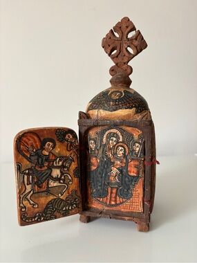 Ethiopian Orthodox Christian Coptic Wooden Folding Altar Icon African Tribal Art